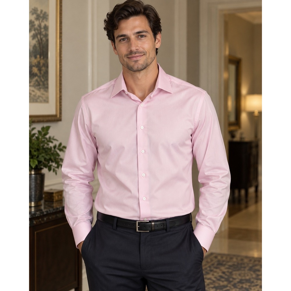 Calvin Klein Men's Light Pink Slim Fit Non-Iron Dress Shirt 18 32/33 Button Up